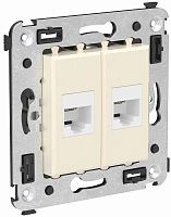 Розетка телефонная без рамки DKC Avanti 2-м. RJ12+RJ12 ванильная дымка картинка